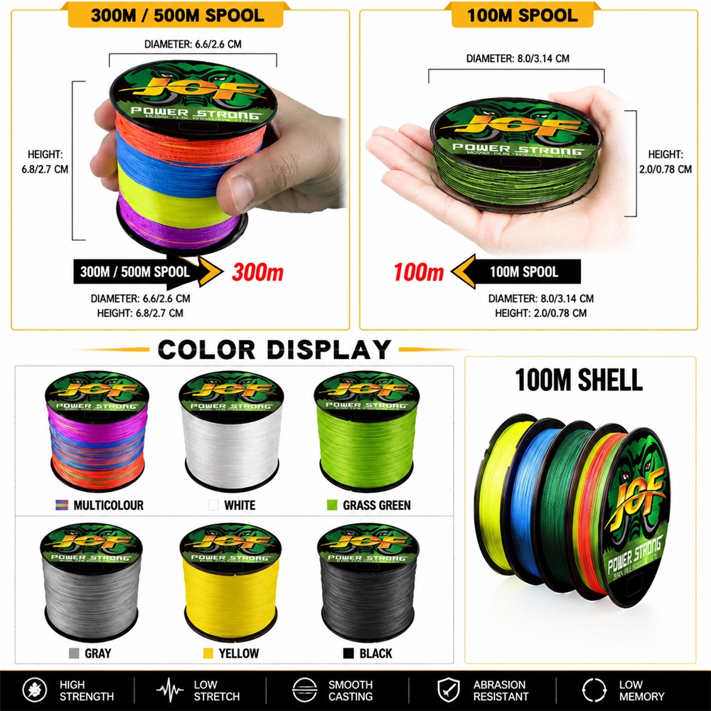 JOF 4X Braided PE Fishing Line - Fishing Equipment Bundle recension och pris