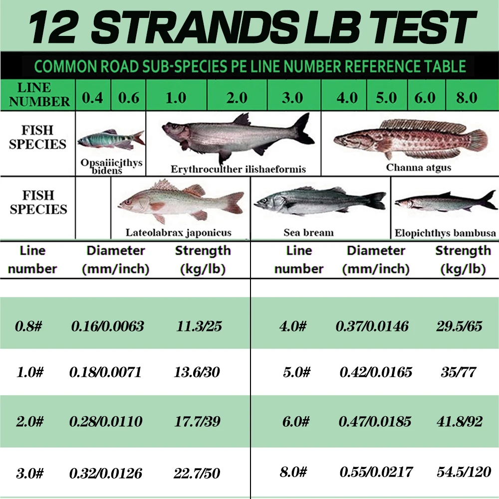 12Strands 100m 300m 500m 1000m - Fishing Equipment Bundle recension och pris